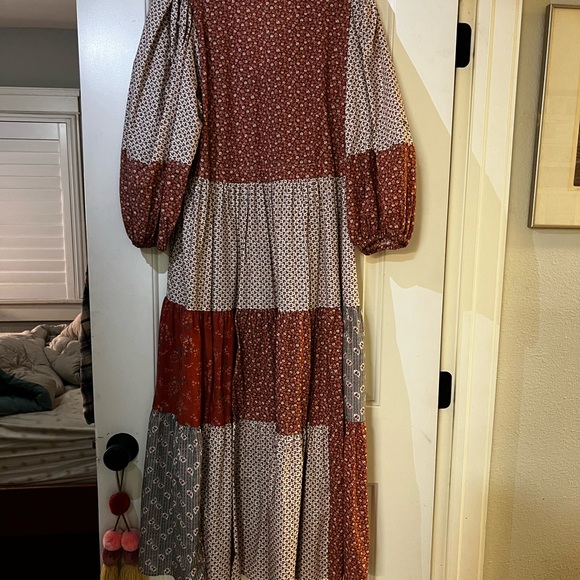 Like New! Christy Dawn Heirloom Patchwork Gina Dress in Colorblocked Rust (S) - Picture 2 of 10